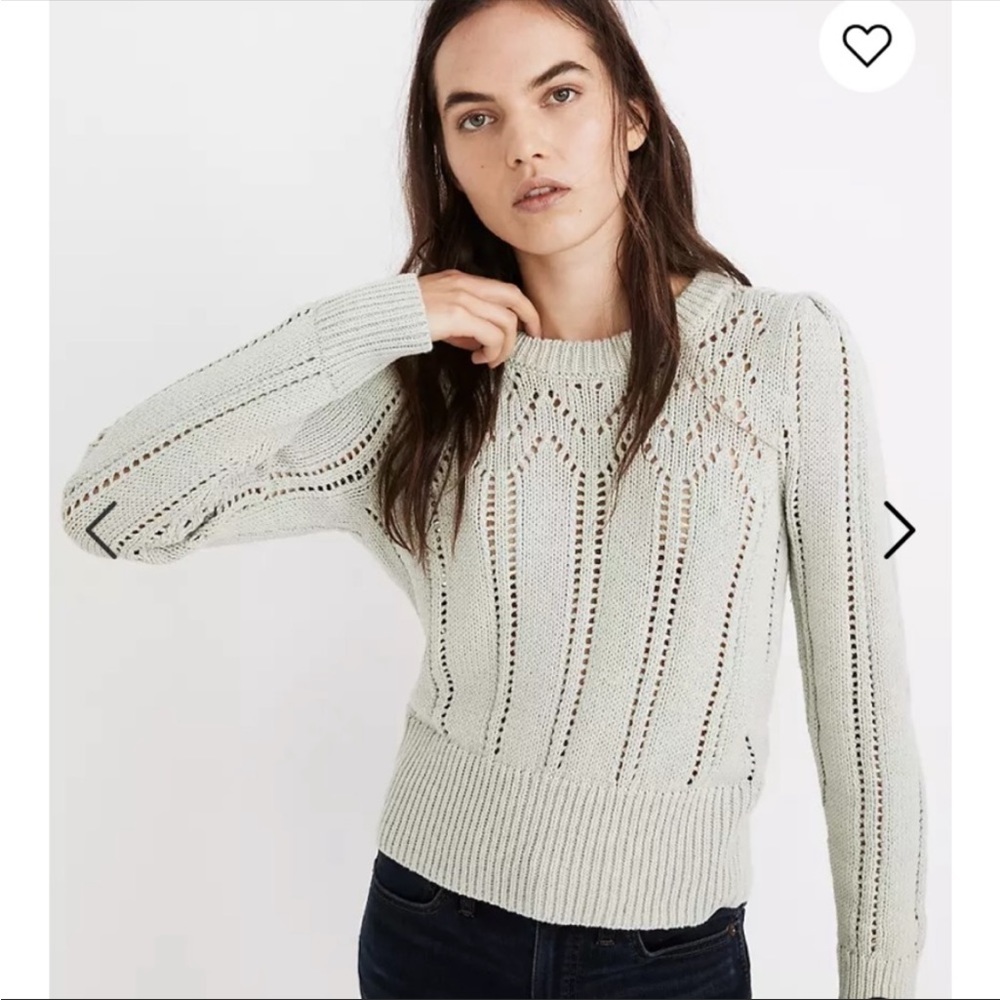 Madewell Pointelle Puff-Sleeve Sweater